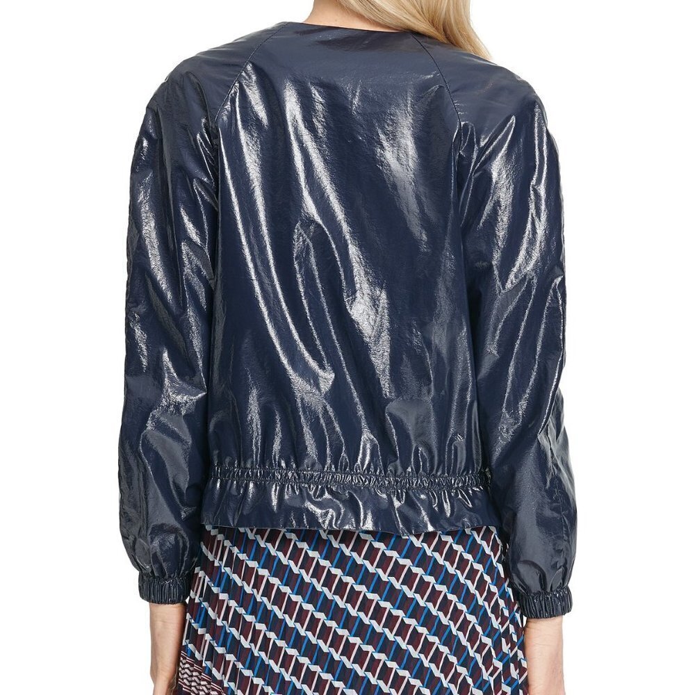 𝅺a76 Faux-Leather Drawstring Bomber Jacket - XS - Picture 3 of 4